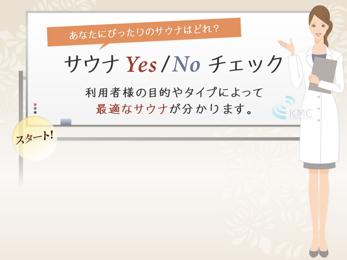 あなたにぴったりのサウナはどれ？利用者様の目的やタイプによって最適なサウナが分かります。